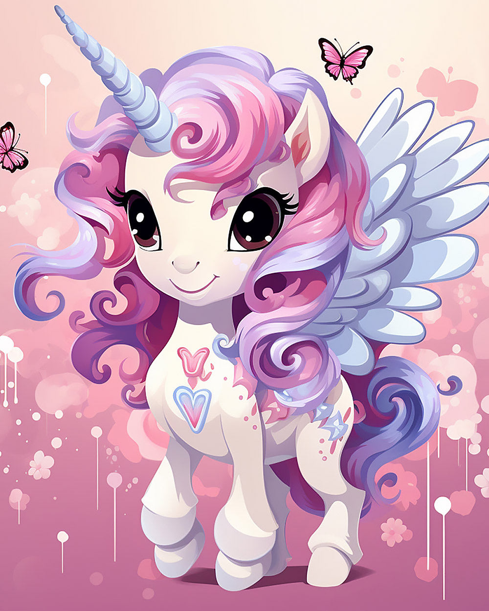 Cute kawaii pegasus unicorn cross stitch kit for beginners