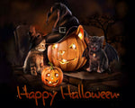 Cute kittens and witch hat pumpkin cross stitch kit for beginners