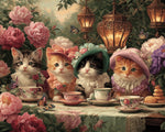 Cute kittens at a floral tea party paint by numbers kit for beginners