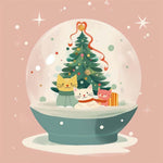 Cute kittens in a christmas snow globe cross stitch kit for beginners
