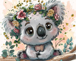 Cute koala with a floral crown paint by numbers kit for beginners