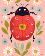 Cute ladybird and daisies cross stitch kit for beginners