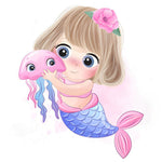 Cute mermaid and jellyfish cross stitch kit for beginners