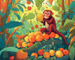 Cute monkey eating fruits in the jungle cross stitch kit for beginners