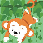 Cute monkey hanging from a vine cross stitch kit for beginners