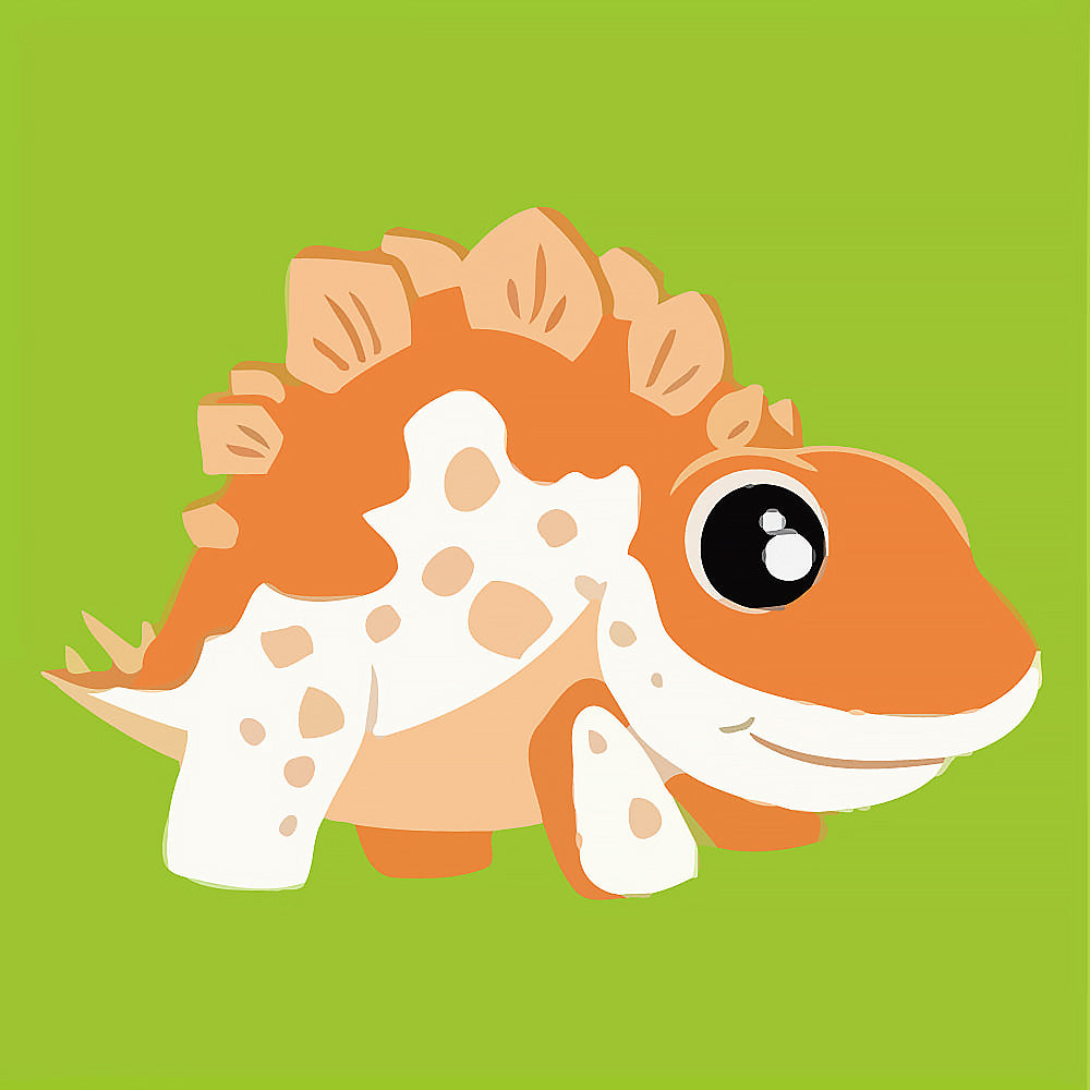 Cute orange spiky dinosaur cross stitch kit for beginners