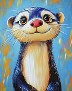 Cute otter portrait in blue cross stitch kit for beginners