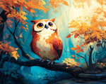 Cute owl in autumn forest cross stitch kit for beginners