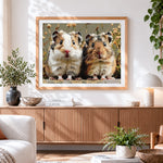 Finished cute pair of hamsters paint by numbers artwork displayed as home decor
