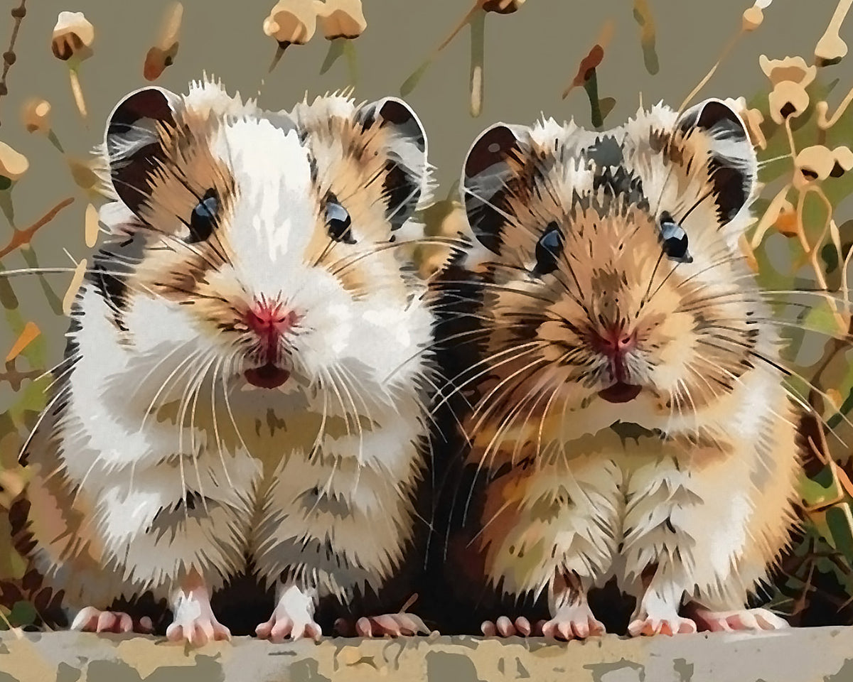 Cute pair of hamsters paint by numbers kit for beginners