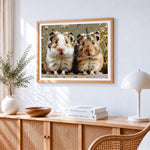 Cute pair of hamsters paint by numbers artwork displayed on wall as home decor