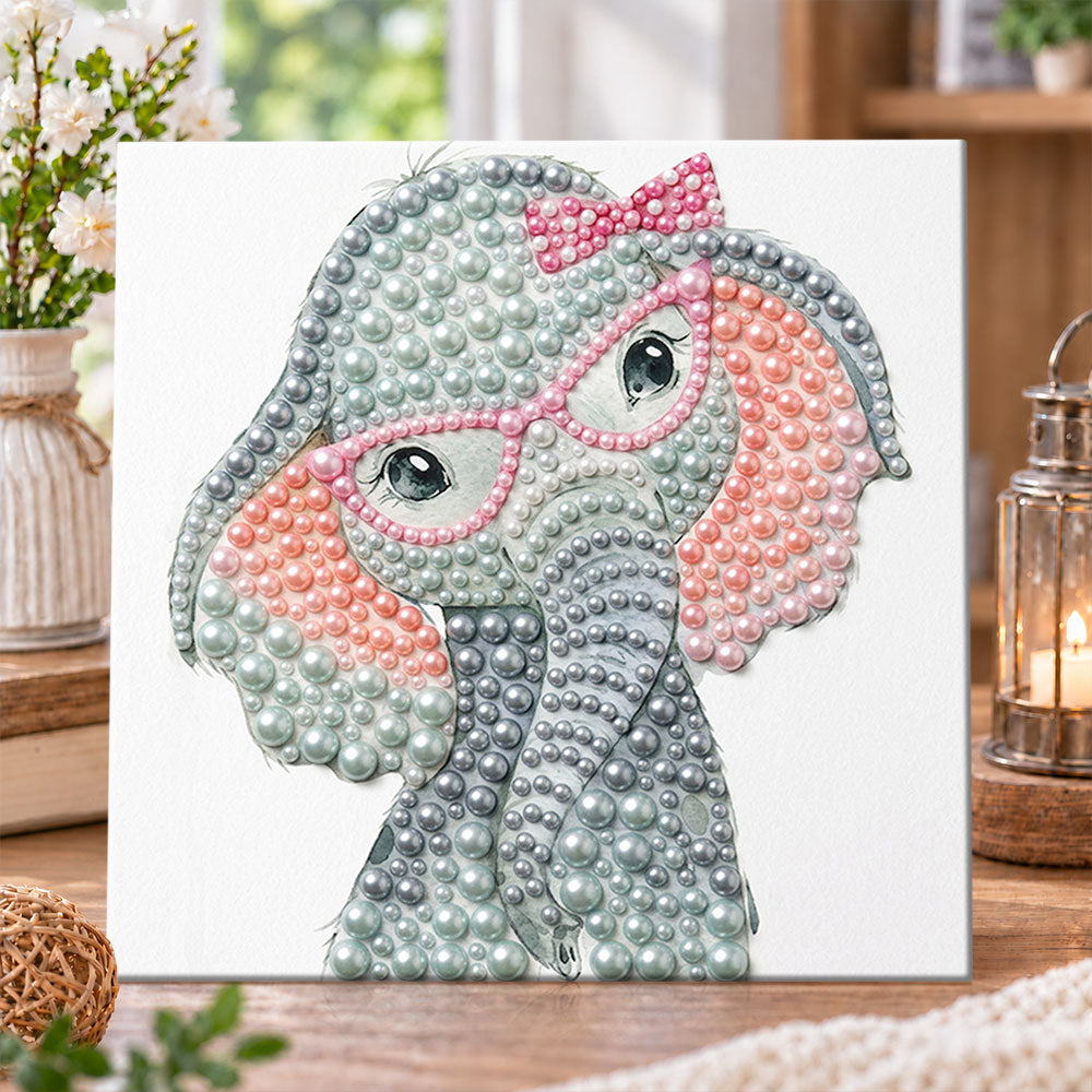 Cute pearl elephant pearl diamond painting kit for beginners