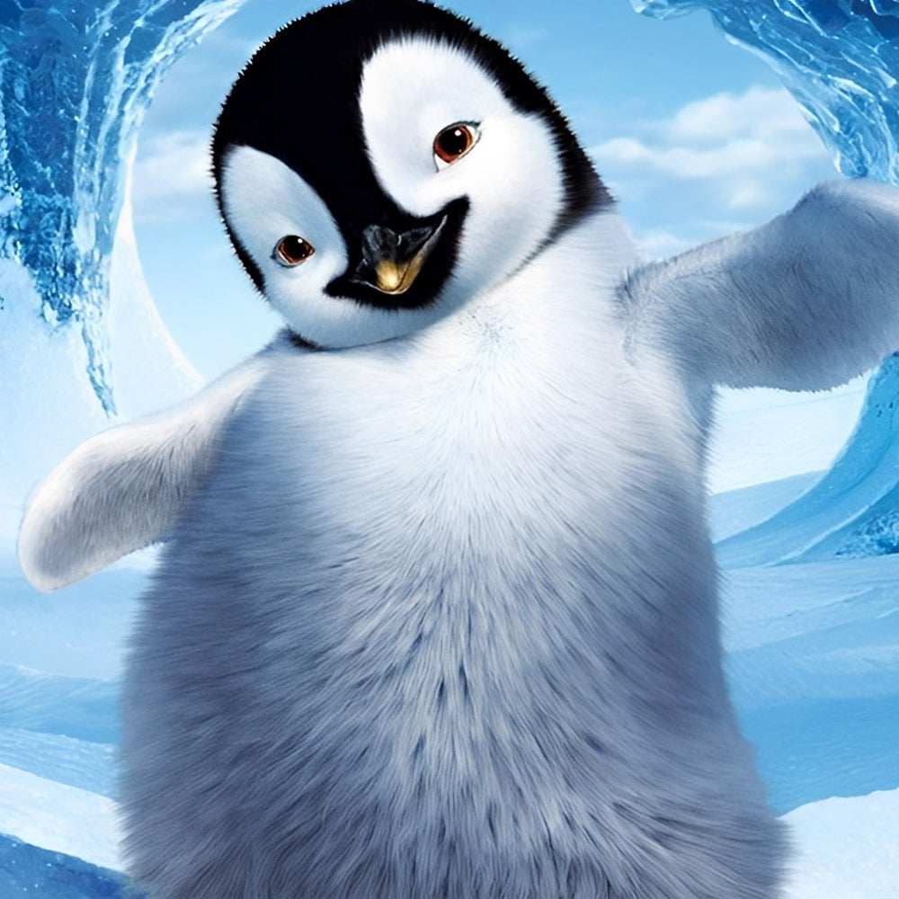 Cute penguin chick with open arms cross stitch kit for beginners