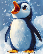 Cute penguin singing in the snow cross stitch kit for beginners