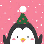 Cute penguin with party hat cross stitch kit for beginners