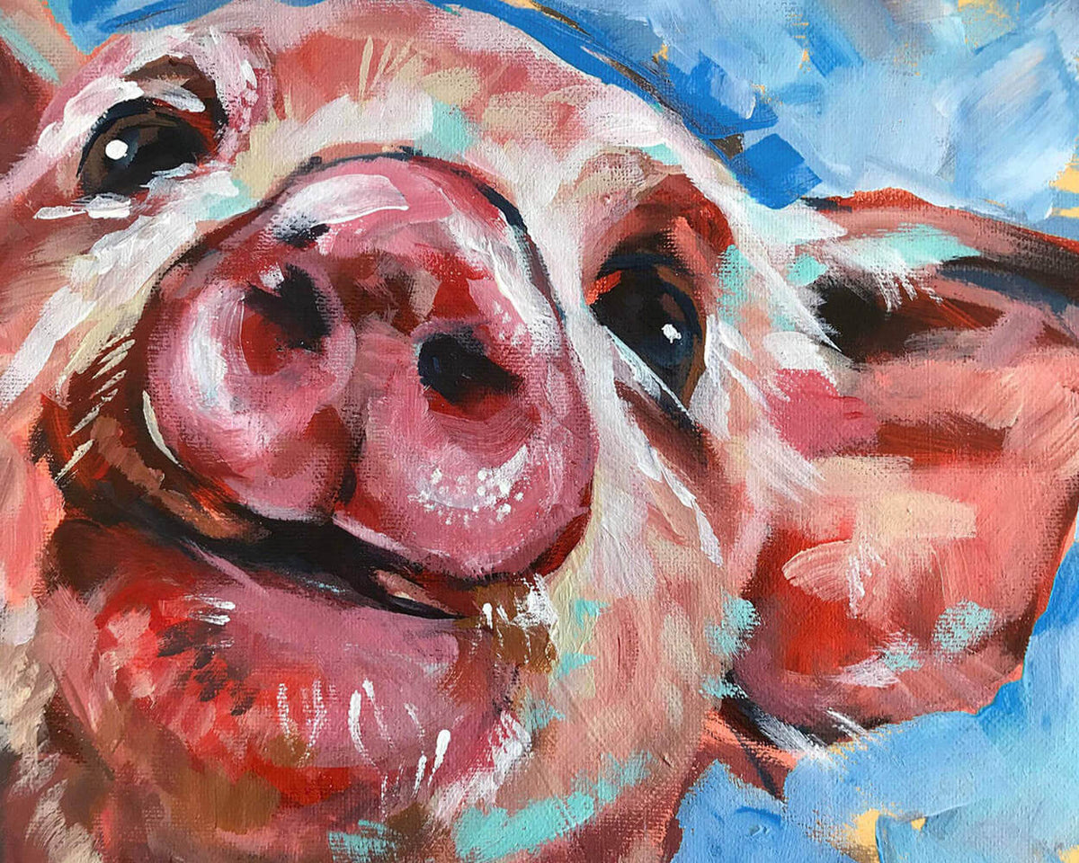 Cute pig close up cross stitch kit for beginners