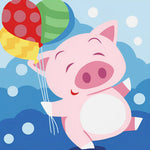 Cute pig with balloons cross stitch kit for beginners