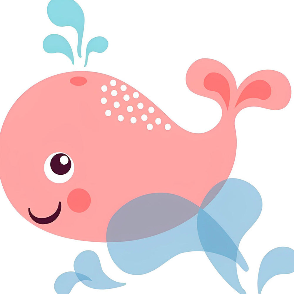 Cute pink cartoon whale cross stitch kit for beginners