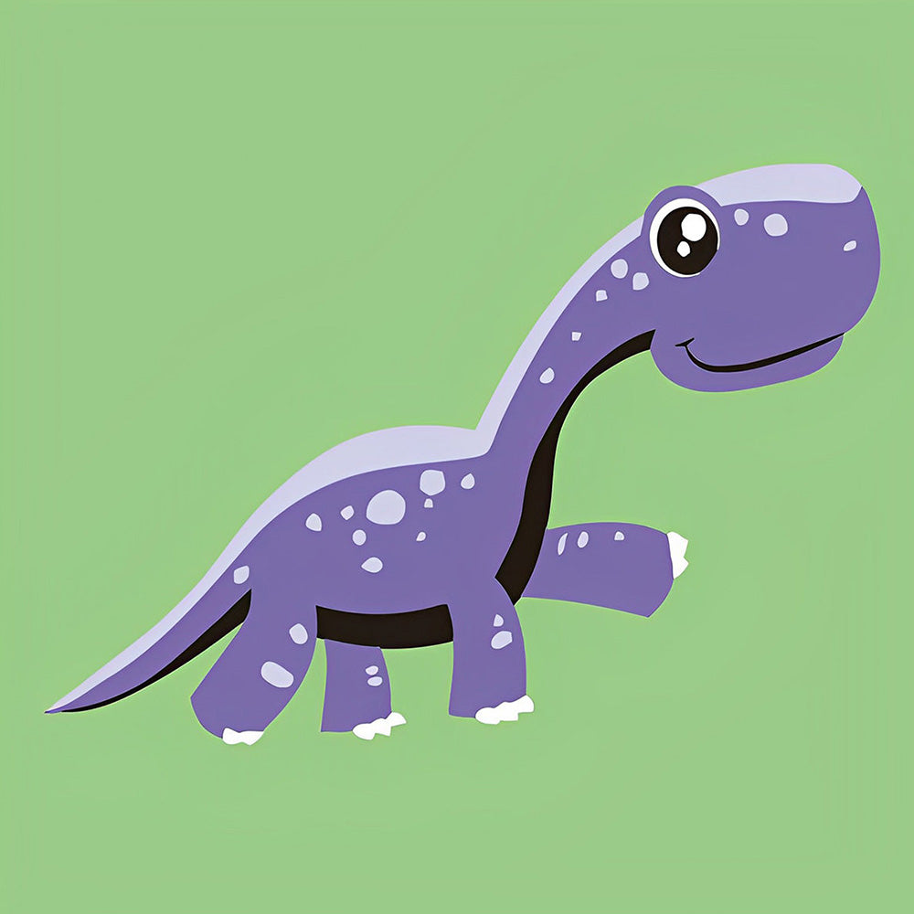 Cute purple long-neck dinosaur cross stitch kit for beginners