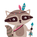 Cute raccoon with feather headdress cross stitch kit for beginners