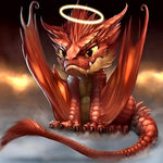Cute red dragon with halo cross stitch kit for beginners