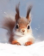 Cute red squirrel in the snow cross stitch kit for beginners