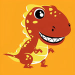 Cute red t-rex dinosaur cross stitch kit for beginners