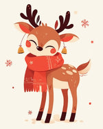 Cute reindeer in red scarf cross stitch kit for beginners