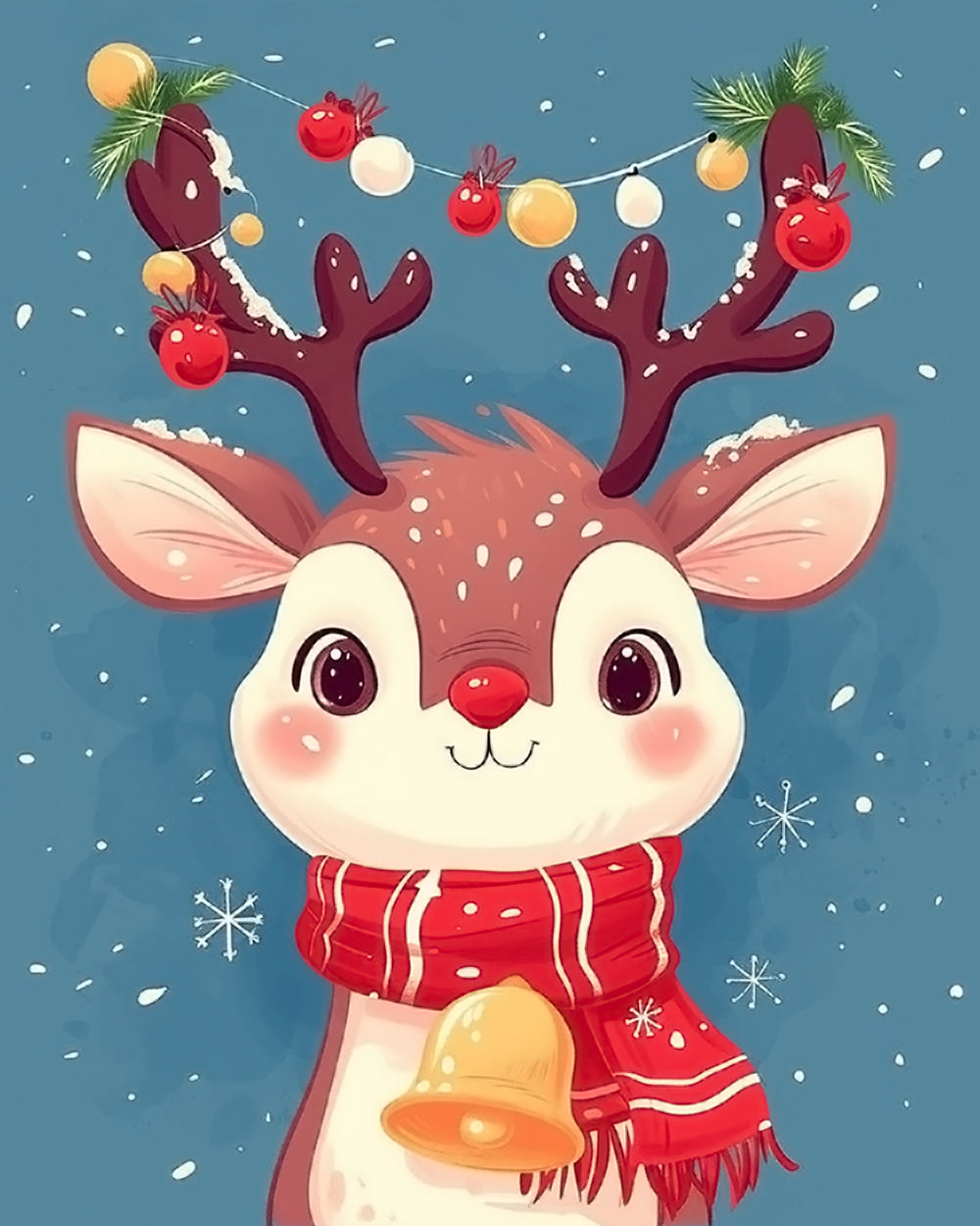 Cute reindeer with festive antlers cross stitch kit for beginners