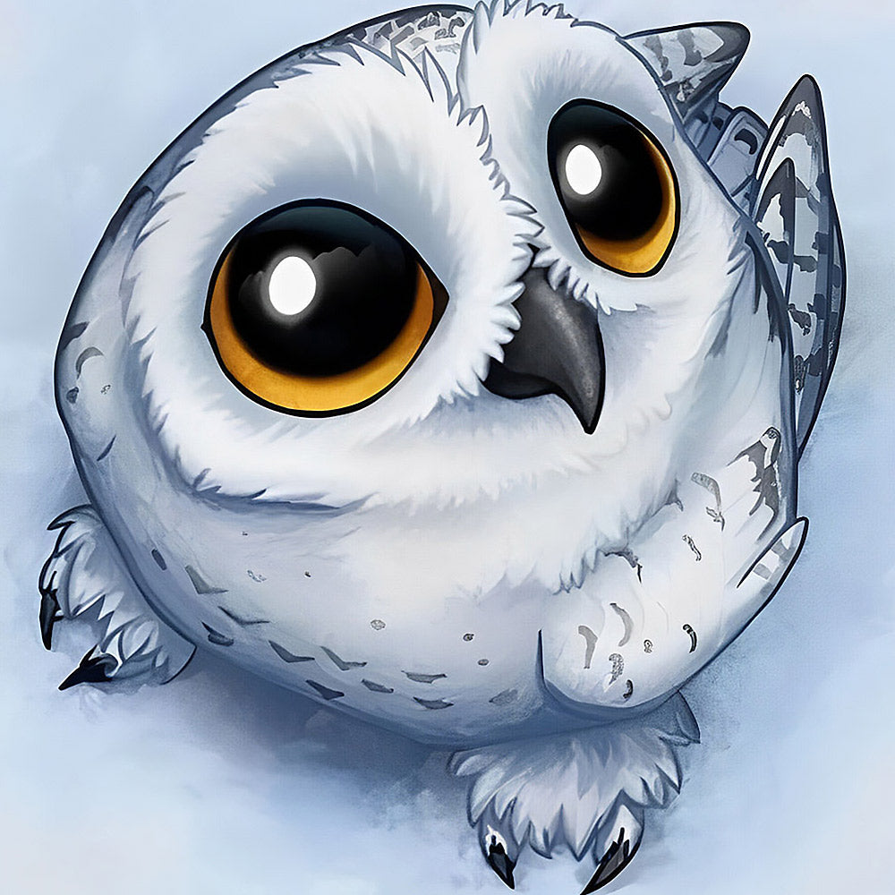 Cute round snowy owl cross stitch kit for beginners