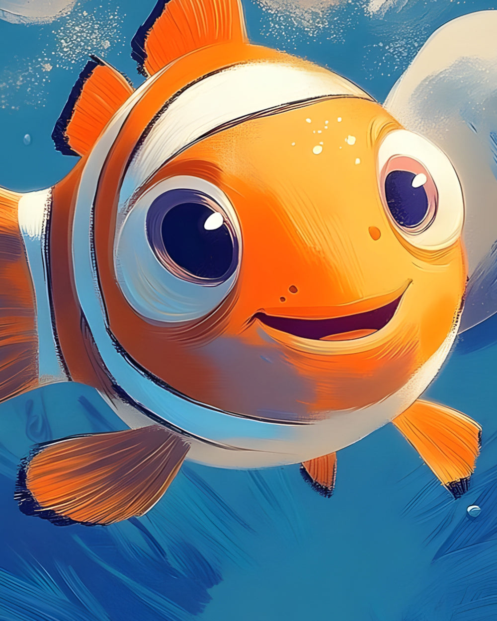 Cute smiling clownfish cross stitch kit for beginners