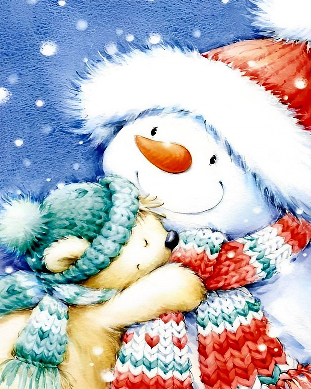 Cute snowman and bear cross stitch kit for beginners