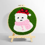 Cute snowman in santa hat punch needle kit for beginners