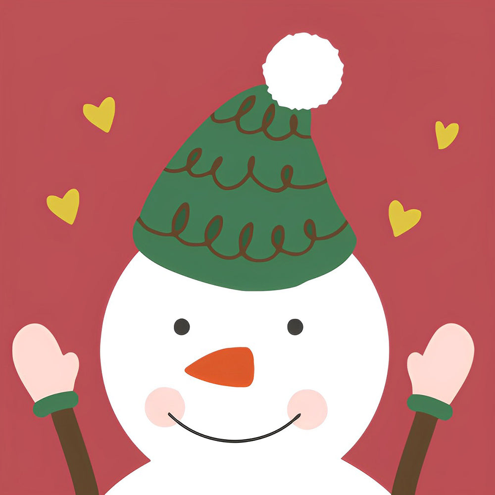 Cute snowman with christmas hat paint by numbers kit for beginners