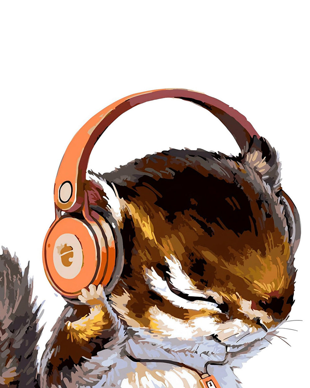Cute squirrel listening to music cross stitch kit for beginners
