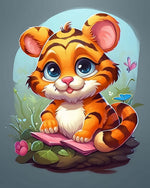 Cute tiger reading storybook cross stitch kit for beginners