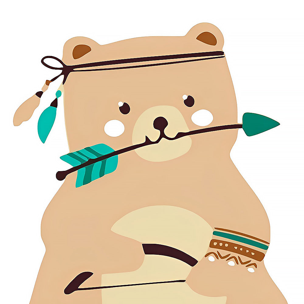 Cute tribal bear with arrow cross stitch kit for beginners