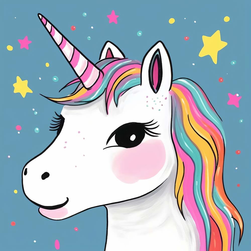 Cute unicorn and little starts cross stitch kit for beginners