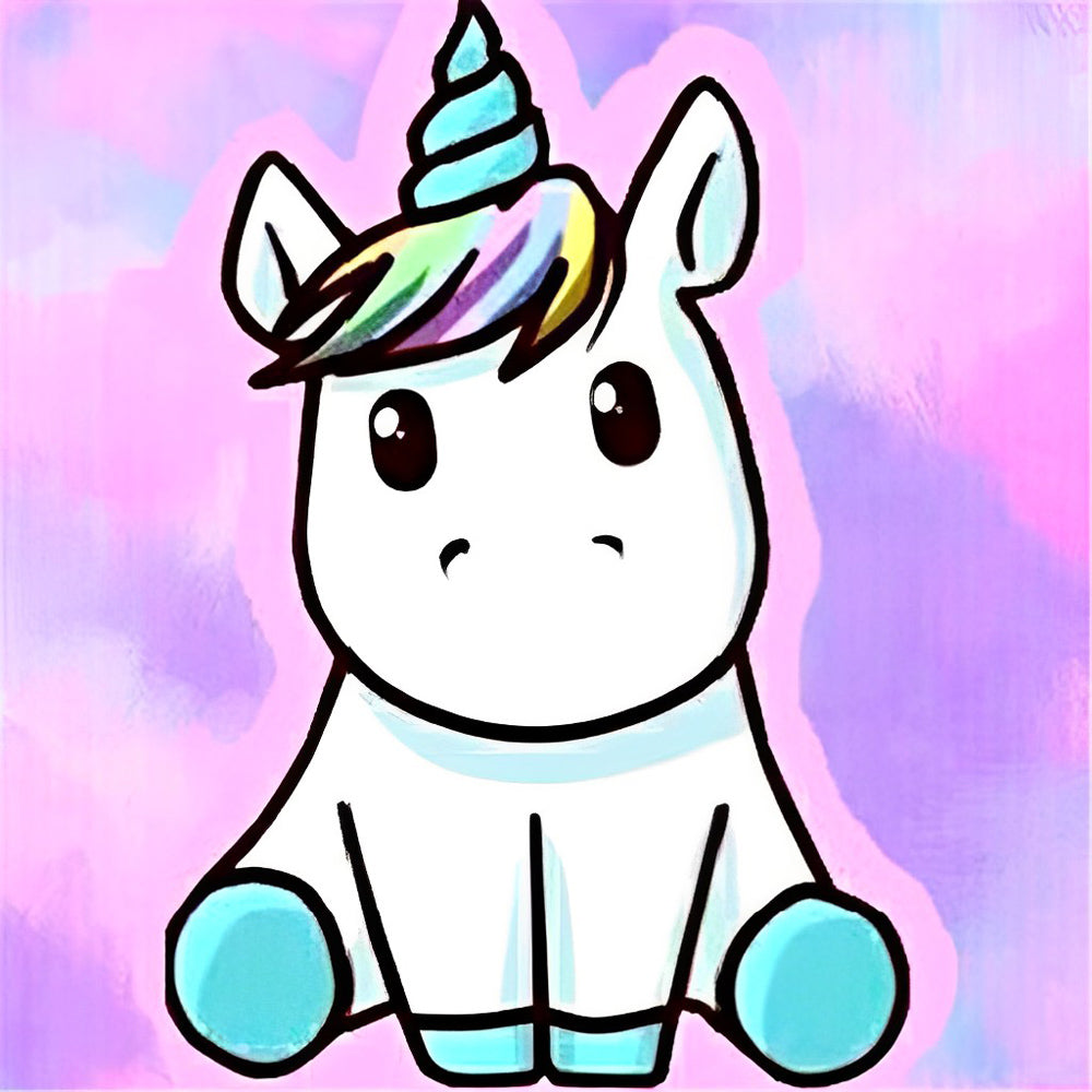 Cute unicorn with rainbow hair cross stitch kit for beginners