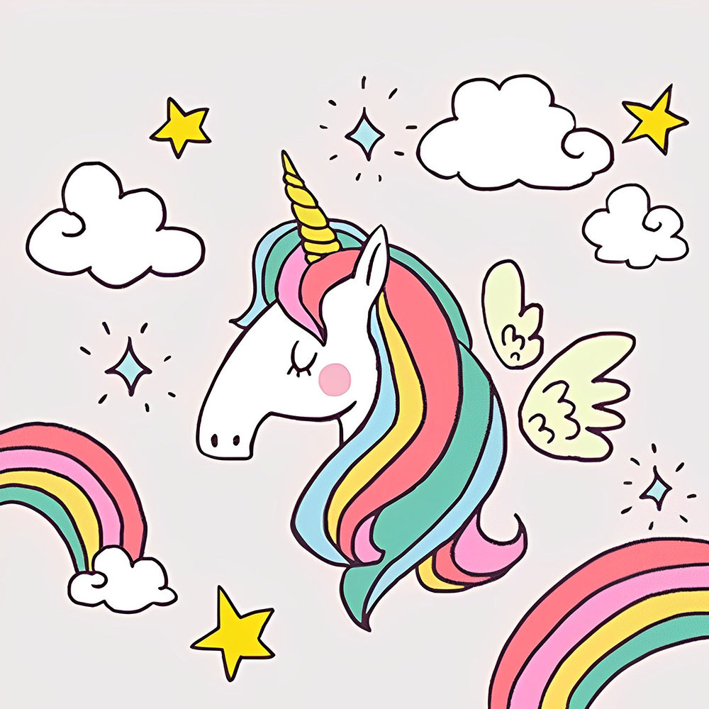 Cute unicorn with wings cross stitch kit for beginners