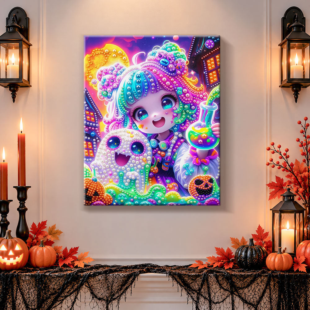 Pearl Diamond Painting Kit - Cute Witch Girl Making Potion