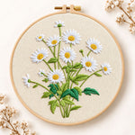Daisies on beige background embroidery kit
