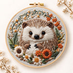 Daisy wreath hedgehog embroidery kit
