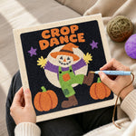 Creating handmade dancing scarecrow under moon punch needle artwork
