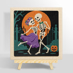 Dancing skeleton couple punch needle kit for beginners