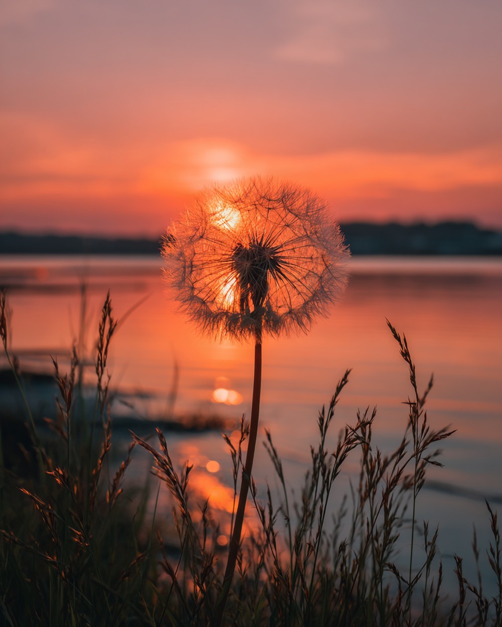 Dandelion at sunset cross stitch kit for beginners