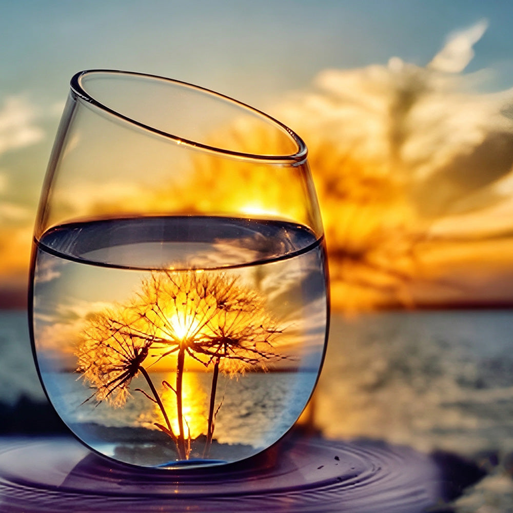 Dandelion sunset in a wine glass paint by numbers kit for beginners