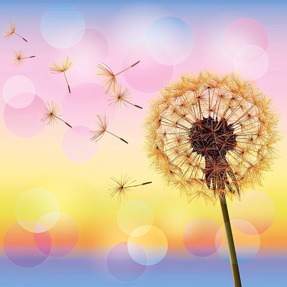 Dandelion with floating seeds cross stitch kit for beginners