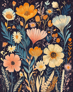 Dark floral pattern cross stitch kit for beginners