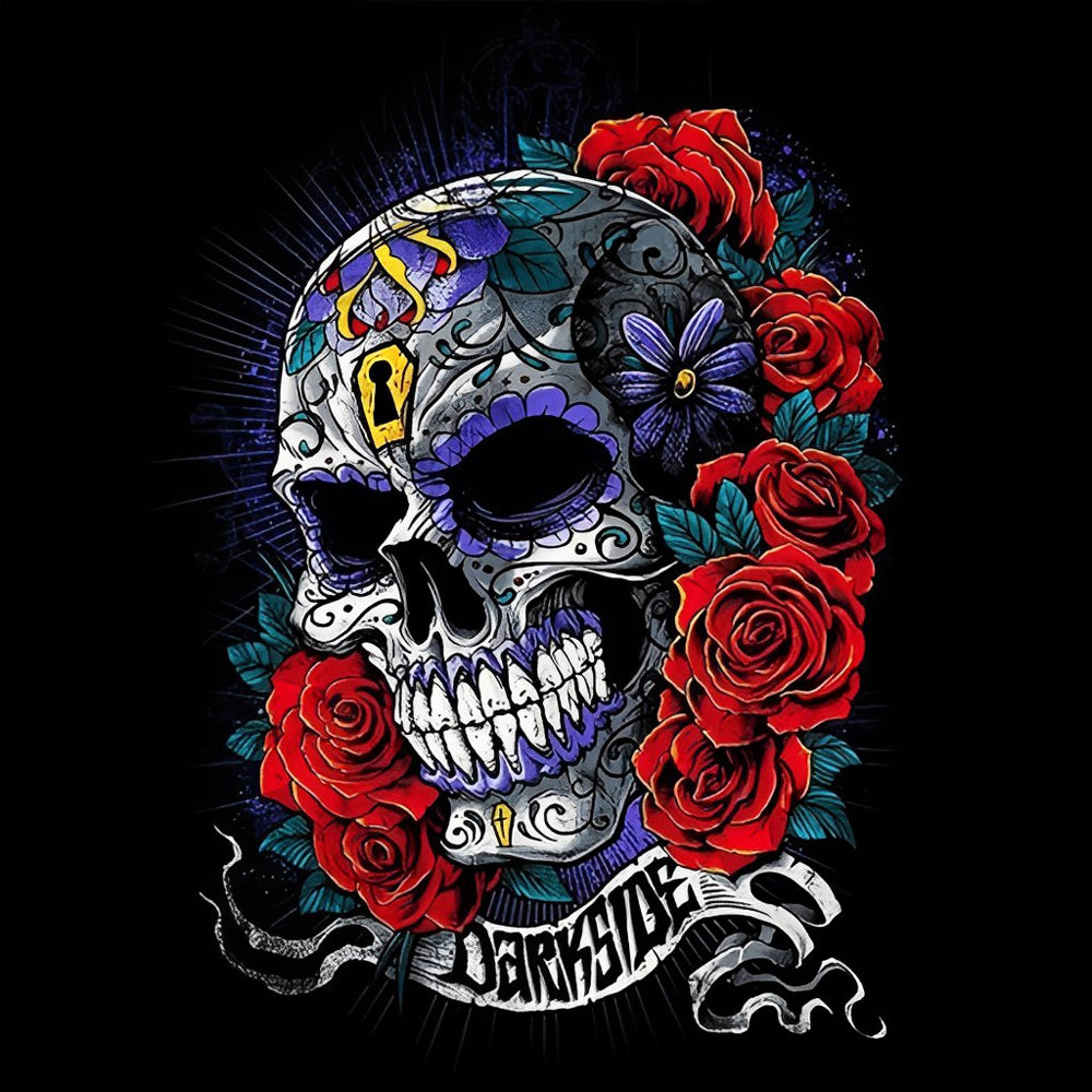 Dark style sugar skull cross stitch kit for beginners